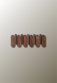 Porte-Manteau Mural en Bois Foncé, 5 Crochets Rabattables, Lames Arrondies, 37 cm
