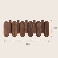 Porte-Manteau Mural en Bois Foncé, 5 Crochets Rabattables, Lames Arrondies, 37 cm, vue 4