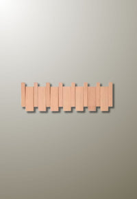Porte-Manteau Mural Pliable à 6 Patères en Bois Clair, Lames Étagées