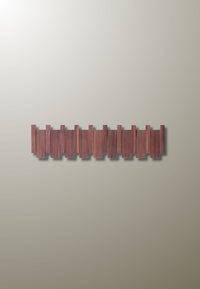 Porte-Manteau Mural en Bois Foncé, 8 Crochets Rabattables, Lames Droites
