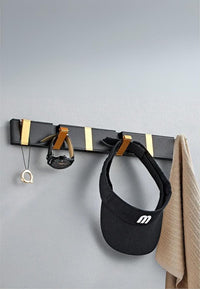 Porte-Manteau Mural Noir et Doré, 3 Crochets Rabattables, vue 2