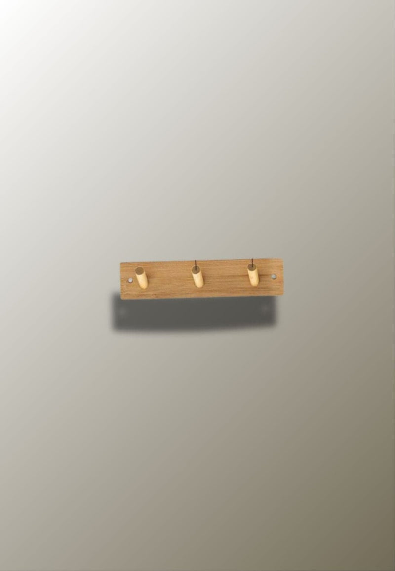Porte-Manteau Mural en Bambou, 3 Crochets, 23 x 5,5 cm