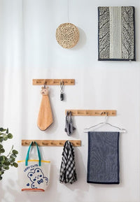 Porte-Manteau Mural en Bambou, 3 Crochets, 23 x 5,5 cm, vue 2