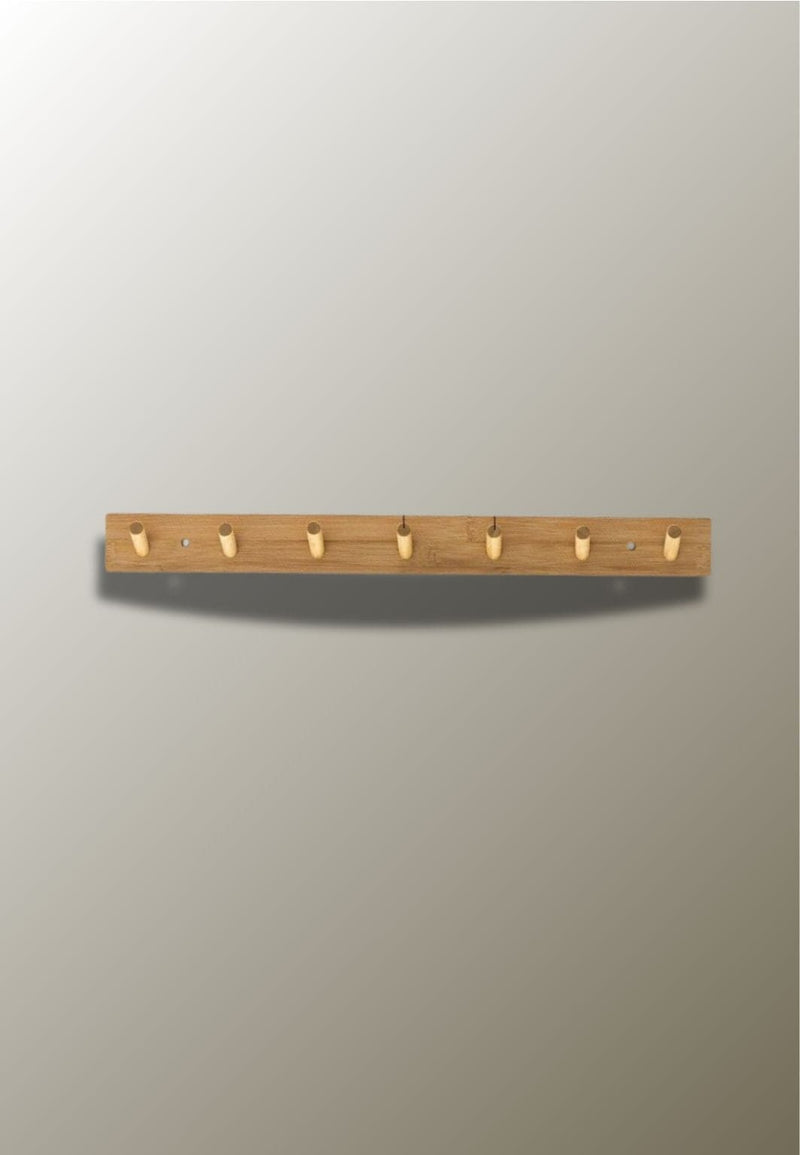 Porte-Manteau Mural en Bambou, 7 Crochets Ronds