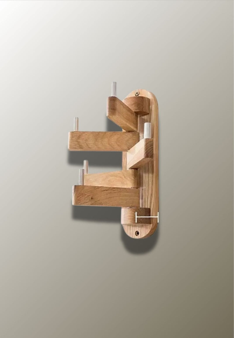 Porte-Manteau Mural Pivotant en Bois Clair, 5 Bras Orientables, vue 3