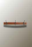 Porte-Manteau Mural en Bois Droit, 3 Doubles Crochets Bronze