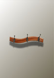 Porte-Manteau Mural en Bois Ondulé, 3 Doubles Crochets Bronze