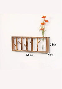 Porte-Manteau Mural en Bois Foncé avec Vase Intégré, 50 cm