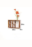 Porte-Manteau Mural en Bois Foncé avec Vase Intégré, 30 cm