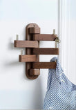 Porte-Manteau Mural Pivotant en Bois Foncé, 5 Bras à Crochet