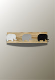 Porte-Manteau Mural Enfant en Bois, 3 Crochets Éléphants Blanc, Gris et Noir