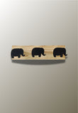 Porte-Manteau Mural Enfant en Bois, 3 Crochets Éléphants Noirs
