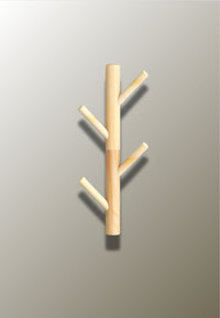 Porte-Manteau Mural Arbre en Bois Clair, 4 Branches, 40 cm