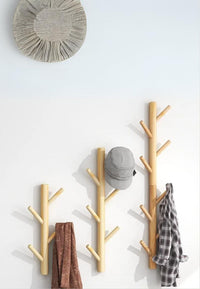 Porte-Manteau Mural Arbre en Bois Clair, 4 Branches, 40 cm, vue 2