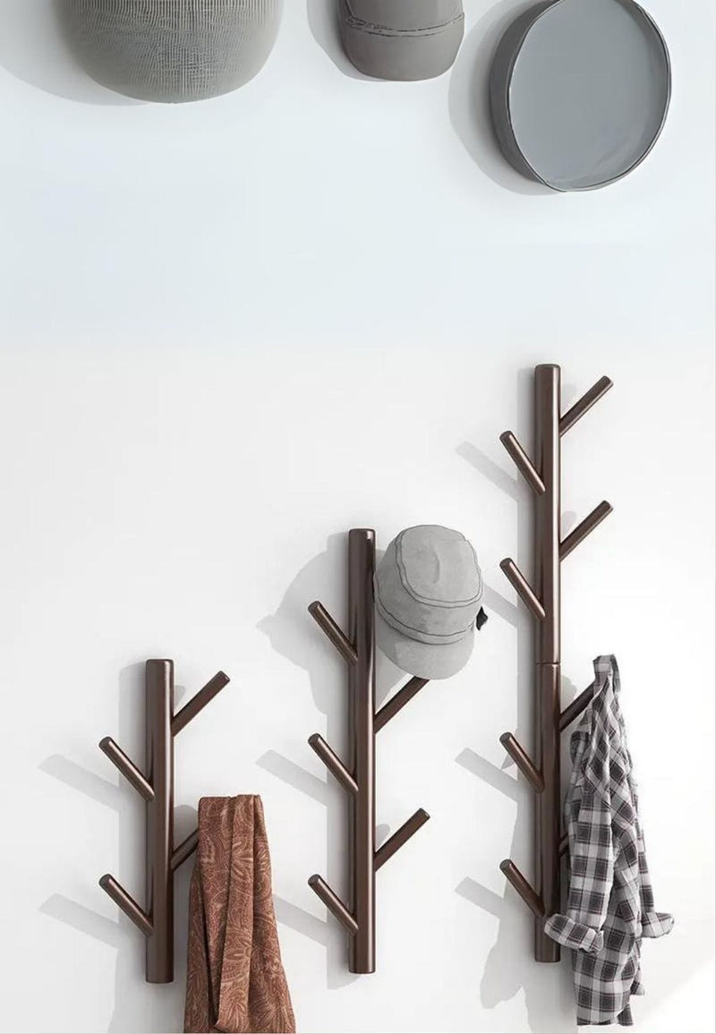 Porte-Manteau Mural Arbre en Pin Brun, 4 Branches, 40 cm, vue 2