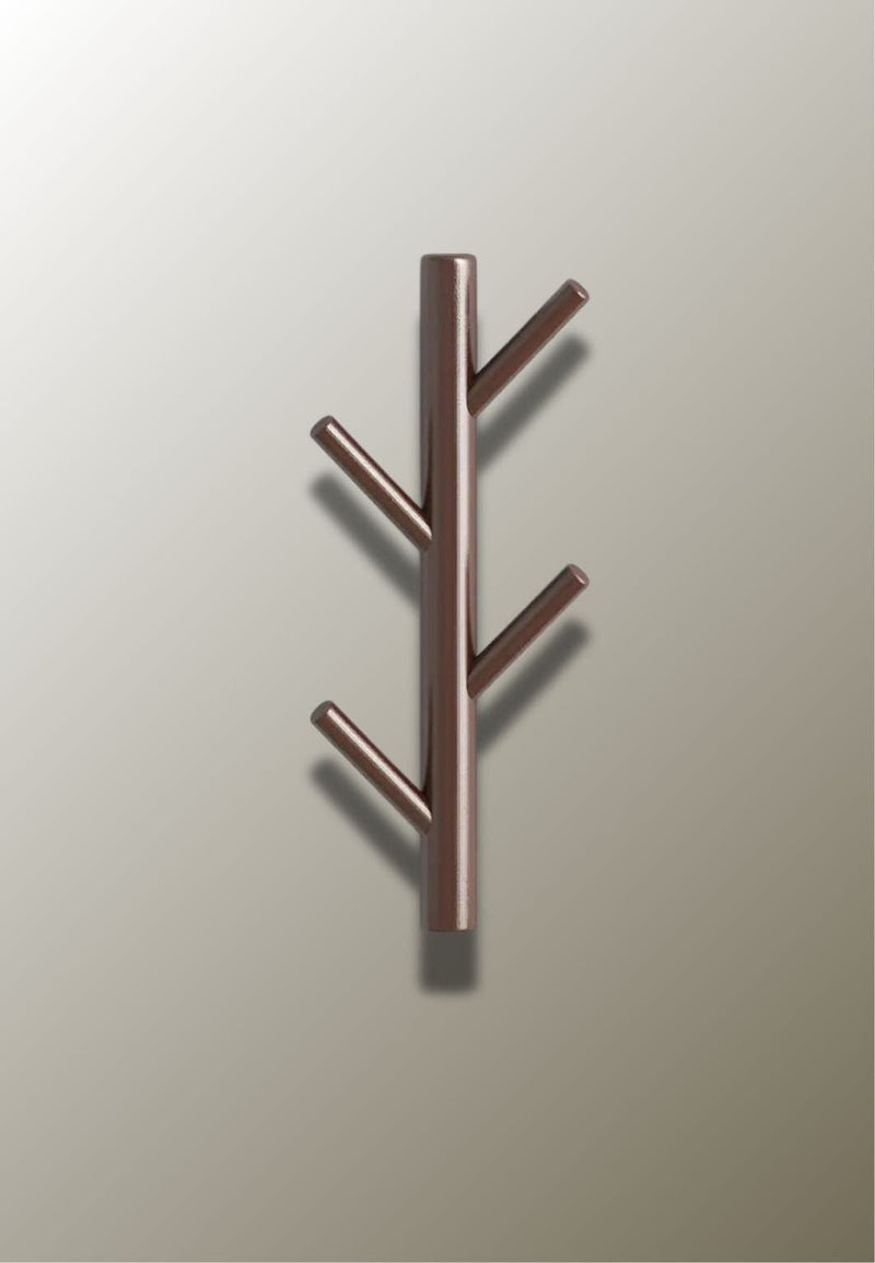 Porte-Manteau Mural Arbre en Pin Brun, 4 Branches, 40 cm