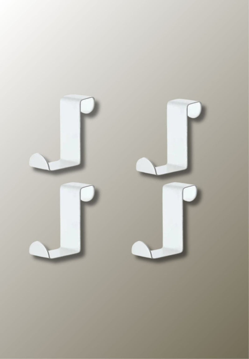Patère de Porte Blanche en Acier, Lot de 4 Crochets sans Perçage