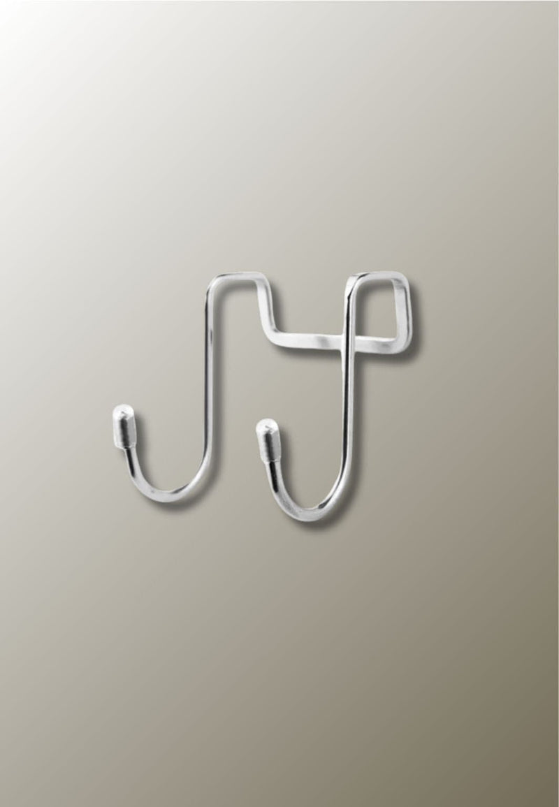 Patère de Porte Double Crochet en Acier Inoxydable Argenté, sans Perçage