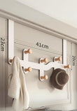 Patère de Porte à 8 Crochets en Bois Blanc, Sans Perçage, 41 cm
