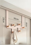 Patère de Porte 6 Crochets en Bois, Support Rose, Largeur 30 cm