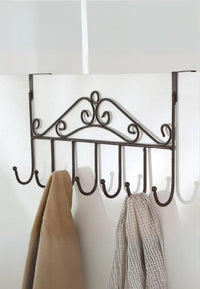 Patère de Porte 7 Crochets en Fer Bronze à Volutes, Sans Perçage, vue 3